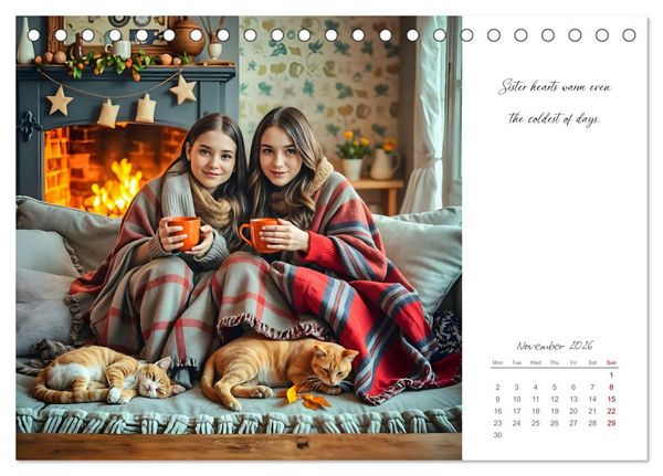 Produktbild: Shining brighter together - My heart, my sister, my home (Desk Calendar 2026 DIN A5 landscape), CALVENDO 12 Month DeskCalendar
