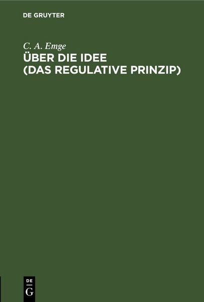 Produktbild: &Uuml;ber die Idee (Das regulative Prinzip)