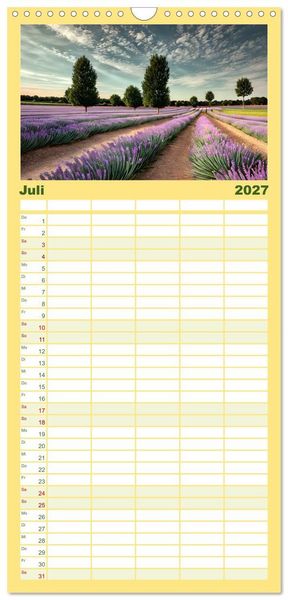 Produktbild: Familienplaner 2027 - Zur Ruhe kommen Fantasiereisen mit KI mit 5 Spalten (Wandkalender, 21 x 45 cm) CALVENDO