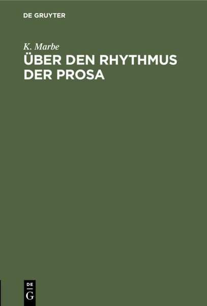Produktbild: &Uuml;ber den Rhythmus der Prosa