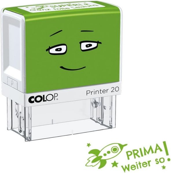 Produktbild: COLOP NIO School Motivations-Stempel, Prima weiter so, Abdruckfarbe smooth green, 38 x 14mm