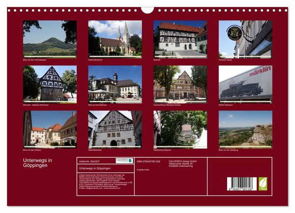 Produktbild: Unterwegs in G&ouml;ppingen (Wandkalender 2026 DIN A3 quer), CALVENDO Monatskalender