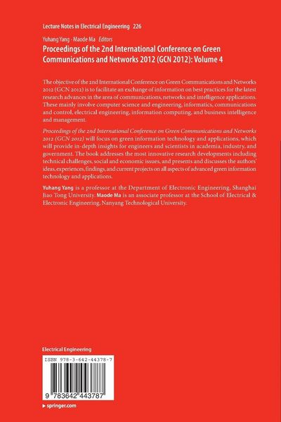 Produktbild: Proceedings of the 2nd International Conference on Green Communications and Networks 2012 (GCN 2012): Volume 4