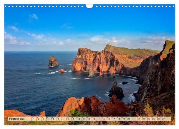 Produktbild: Madeira - blaues Wasser, gr&uuml;ne Berge, bunte Blumen (Wandkalender 2026 DIN A3 quer), CALVENDO Monatskalender