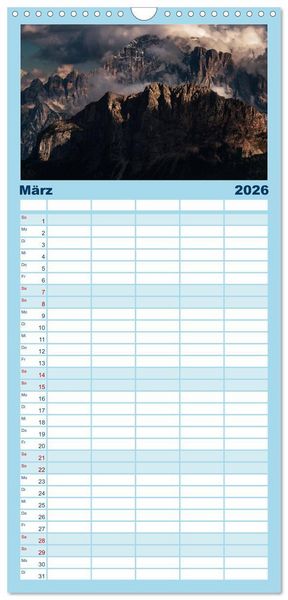 Produktbild: Familienplaner 2026 - Dolomiten - S&uuml;dtirol mit 5 Spalten (Wandkalender, 21 x 45 cm) CALVENDO