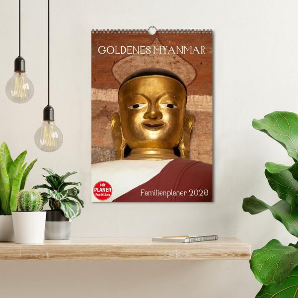 Produktbild: Goldenes Myanmar - Familienkalender 2026 (Wandkalender 2026 DIN A3 hoch), CALVENDO Monatskalender