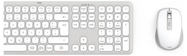 Produktbild: Hama Multi-Device-Tastatur-Maus-Set "WKM-550", kabellos, Funk/BT, WS, QWERTZ DE Kabellos Tastatur, Maus-Set Deutsch, QWERTZ Grau, Wei&szlig;