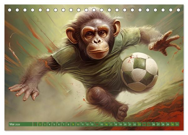 Produktbild: Fu&szlig;ballfieber bei den Babyaffen (Tischkalender 2026 DIN A5 quer), CALVENDO Monatskalender