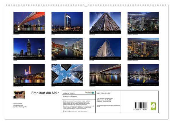 Produktbild: Frankfurt am Main (hochwertiger Premium Wandkalender 2026 DIN A2 quer), Kunstdruck in Hochglanz