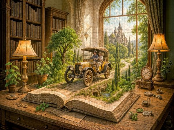 Produktbild: CALVENDO Puzzle Zeitreise auf R&auml;dern mit dem Oldtimer | 2000 Teile Lege-Gr&ouml;&szlig;e 90x67cm Foto-Puzzle f&uuml;r gl&uuml;ckliche Stunden