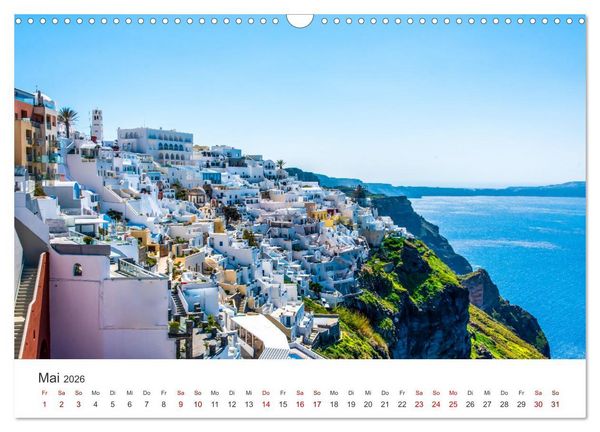 Produktbild: Santorin - Insel der wei&szlig;en H&auml;user (Wandkalender 2026 DIN A3 quer), CALVENDO Monatskalender