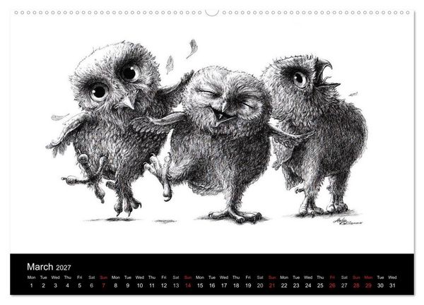 Produktbild: owls & friends 2027 (High Quality Premium Wall Calendar 2027 DIN A2 landscape),CALVENDO 12 Month Wall Calendar