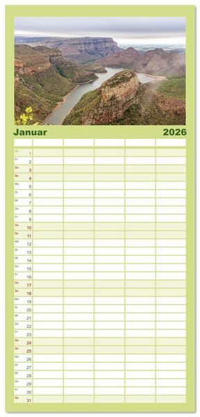 Produktbild: Familienplaner 2026 - S&uuml;dafrika - Landschaft voller Vielfalt und Sch&ouml;nheit mit 5 Spalten (Wandkalender, 21 x 45 cm) CALVENDO
