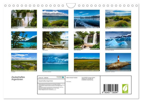 Produktbild: Zauberhaftes Argentinien (Wandkalender 2026 DIN A4 quer), CALVENDO Monatskalender