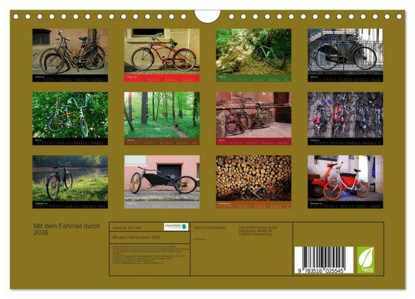 Produktbild: Mit dem Fahrrad durch 2026 (Wandkalender 2026 DIN A4 quer), CALVENDO Monatskalender