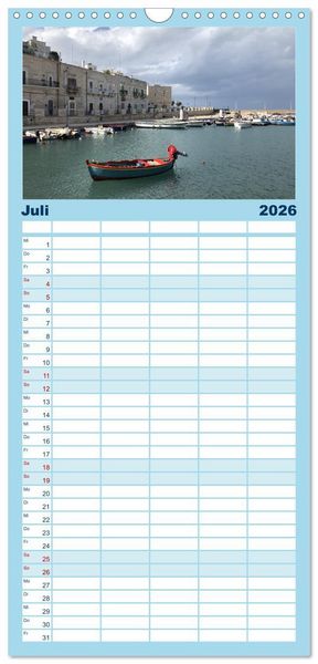 Produktbild: Familienplaner 2026 - Apuliens K&uuml;stenorte mit 5 Spalten (Wandkalender, 21 x 45 cm) CALVENDO