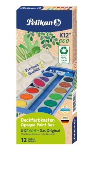 Pelikan Deckfarbkasten eco 735K, 12 Farben + Tube Deckweiß