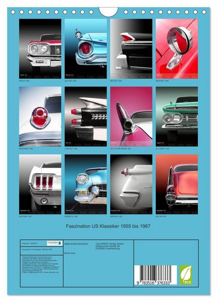 Produktbild: Faszination US Klassiker 1955 bis 1967 (Wandkalender 2026 DIN A4 hoch), CALVENDO Monatskalender