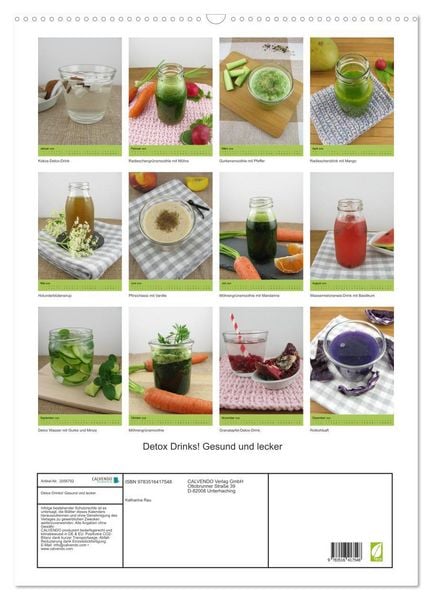 Produktbild: Detox Drinks! Gesund und lecker (Wandkalender 2026 DIN A2 hoch), CALVENDO Monatskalender