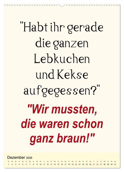 Produktbild: Spr&uuml;che-Kalender. Lustiges f&uuml;r die Familie! (Wandkalender 2026 DIN A2 hoch), CALVENDO Monatskalender