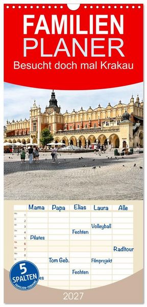 Produktbild: Familienplaner 2027 - Besucht doch mal Krakau mit 5 Spalten (Wandkalender, 21 x 45 cm) CALVENDO