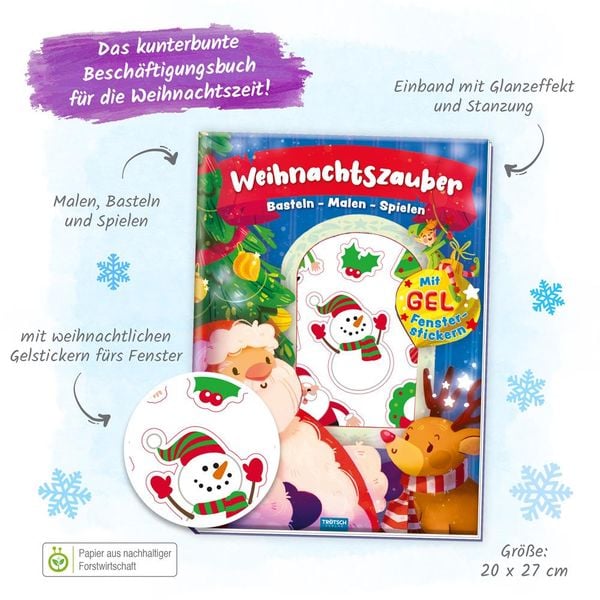 Produktbild: Tr&ouml;tsch Besch&auml;ftigungsbuch Malbuch mit Stickern Bastelbuch Weihnachtszauber