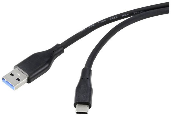 Produktbild: Renkforce USB-Kabel USB 3.2 Gen1 USB-A Stecker, USB-C&reg; Stecker 2.00 m Schwarz PVC-Mantel, hochflexibel RF-4995176
