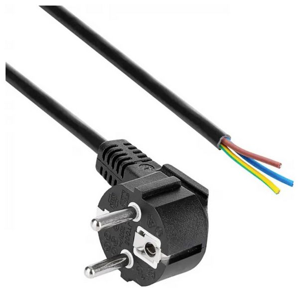 Produktbild: Akyga AK-OT-01S Strom Anschlusskabel [1x Schutzkontakt-Stecker - 1x offene Kabelenden] Schwarz 1.5 m