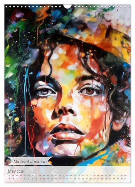 Produktbild: Music legends in magic art (Wall Calendar 2026 DIN A3 portrait), CALVENDO 12 Month Wall Calendar