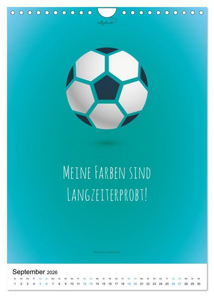Produktbild: vollgeherzt: Der lustige Zitate-Wandkalender f&uuml;r Fu&szlig;ballfans und Sportbegeisterte! (Wandkalender 2026 DIN A4 hoch), CALVENDO Monatskalender
