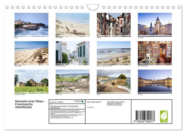 Produktbild: Momente einer Reise - Franz&ouml;sische Atlantikk&uuml;ste (Wandkalender 2027 DIN A4 quer), CALVENDO Monatskalender