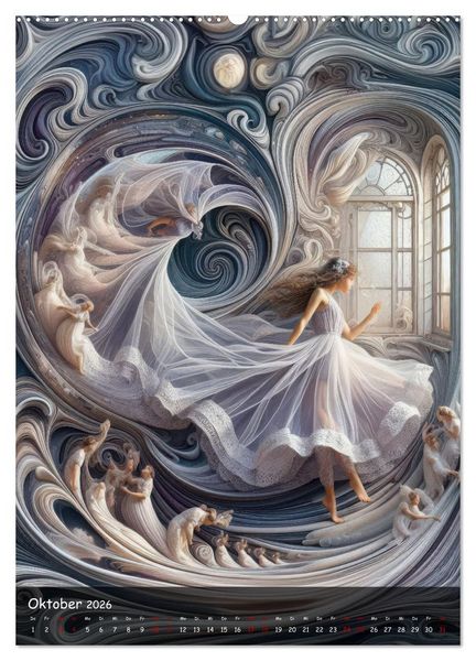 Produktbild: Mystische Weiblichkeit - Frauen in abstrakter Droste-Kunst (Wandkalender 2026 DIN A2 hoch), CALVENDO Monatskalender