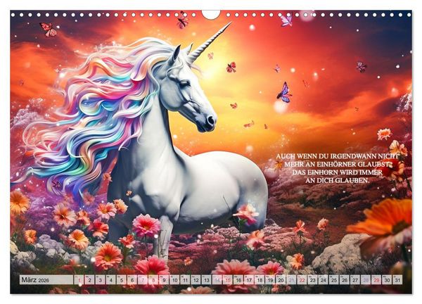 Produktbild: Einhorn und coole Spr&uuml;che (Wandkalender 2026 DIN A3 quer), CALVENDO Monatskalender