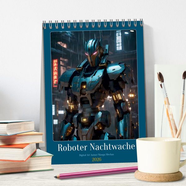 Produktbild: Roboter Nachtwache (Tischkalender 2026 DIN A5 hoch), CALVENDO Monatskalender