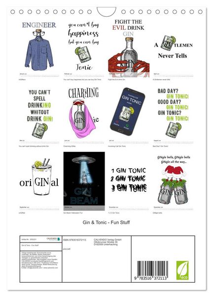 Produktbild: Gin & Tonic - Fun Stuff (Wandkalender 2026 DIN A4 hoch), CALVENDO Monatskalender