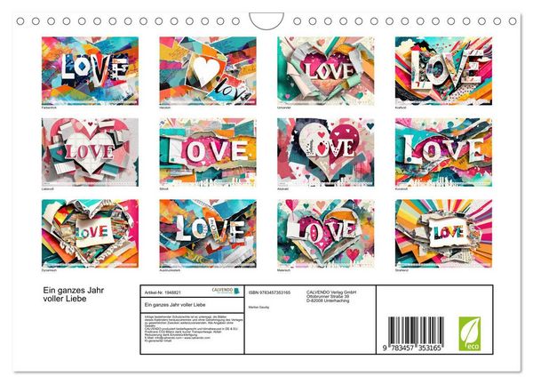 Produktbild: Ein ganzes Jahr voller Liebe (Wandkalender 2026 DIN A4 quer), CALVENDO Monatskalender