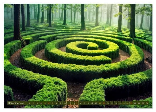 Produktbild: Faszination LABYRINTH - unterwegs in der Natur (Tischkalender 2026 DIN A5 quer), CALVENDO Monatskalender