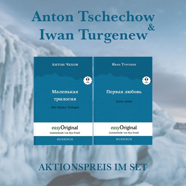 Produktbild: Tschechow & Turgenew Geschenkset - 2 B&uuml;cher (Softcover mit Audio-Online) + Eleganz der Natur Schreibset Basics