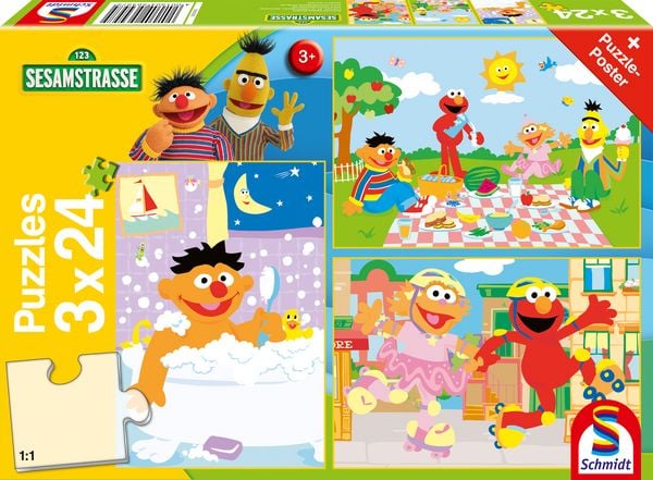 Puzzle für Kinder Sesamstrasse 3x24 Teile