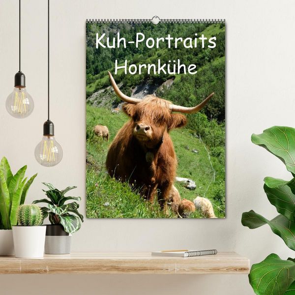 Produktbild: Kuhportraits Hornk&uuml;he (Wandkalender 2026 DIN A2 hoch), CALVENDO Monatskalender