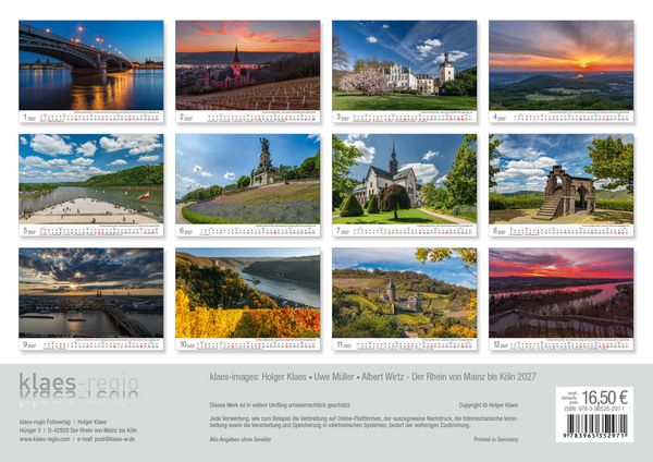 Produktbild: Der Rhein von Mainz bis K&ouml;ln 2027 Bildkalender A3 Spiralbindung