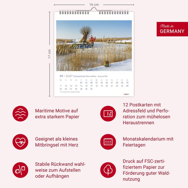 Produktbild: Ostseek&uuml;ste Postkartenkalender 2027 - Wind und Wellen - Sand und Meer
