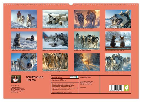 Produktbild: Schlittenhund Tr&auml;ume (hochwertiger Premium Wandkalender 2026 DIN A2 quer), Kunstdruck in Hochglanz
