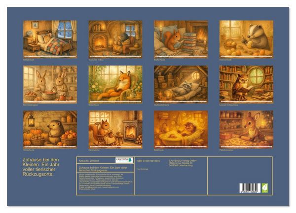 Produktbild: Zuhause bei den Kleinen. Ein Jahr voller tierischer R&uuml;ckzugsorte. (Wandkalender 2026 DIN A2 quer), CALVENDO Monatskalender