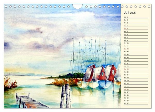 Produktbild: Aquarelle - Fischland-Dar&szlig; (Wandkalender 2026 DIN A4 quer), CALVENDO Monatskalender