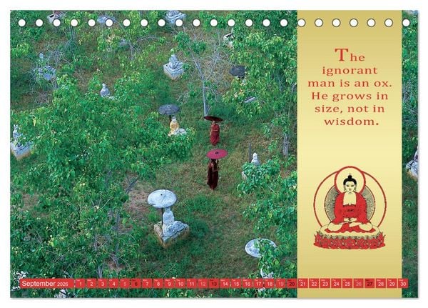 Produktbild: BUDDHIST WISDOMS - THE RED UMBRELLA (Desk Calendar 2026 DIN A5 landscape), CALVENDO 12 Month DeskCalendar