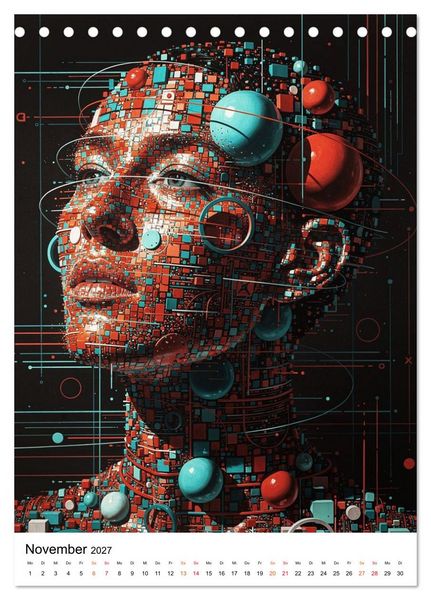Produktbild: Abstracts - Fragmente der Zeit - Auf der Suche nach Menschlichkeit im Datenstrom (Tischkalender 2027 DIN A5 hoch), CALVENDO Monatskalender
