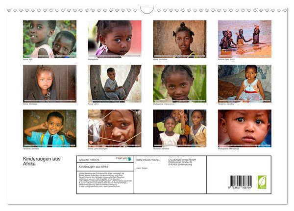 Produktbild: Kinderaugen aus Afrika (Wandkalender 2026 DIN A3 quer), CALVENDO Monatskalender