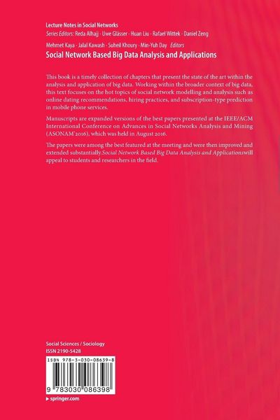Produktbild: Social Network Based Big Data Analysis and Applications