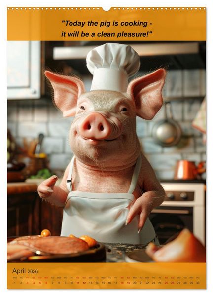 Produktbild: Cooking with animal humor (Wall Calendar 2026 DIN A2 portrait), CALVENDO 12 Month Wall Calendar